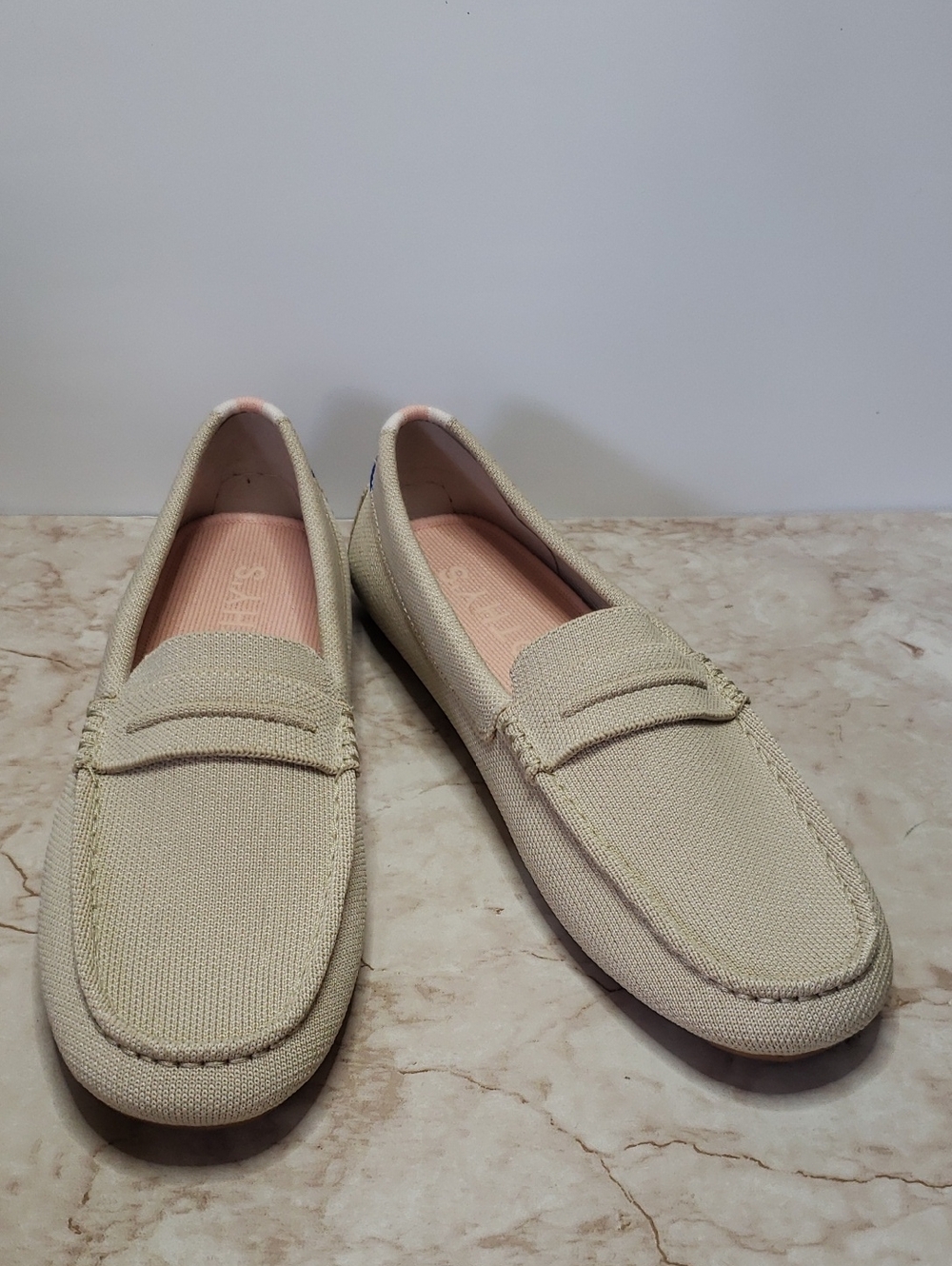 Rothy's Beige Canvas Penny Loafers
